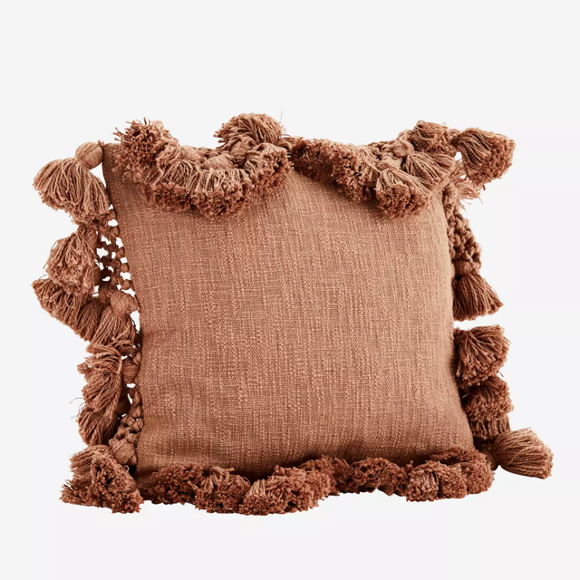 Coussin Pompom Vieux Rose Moyenne