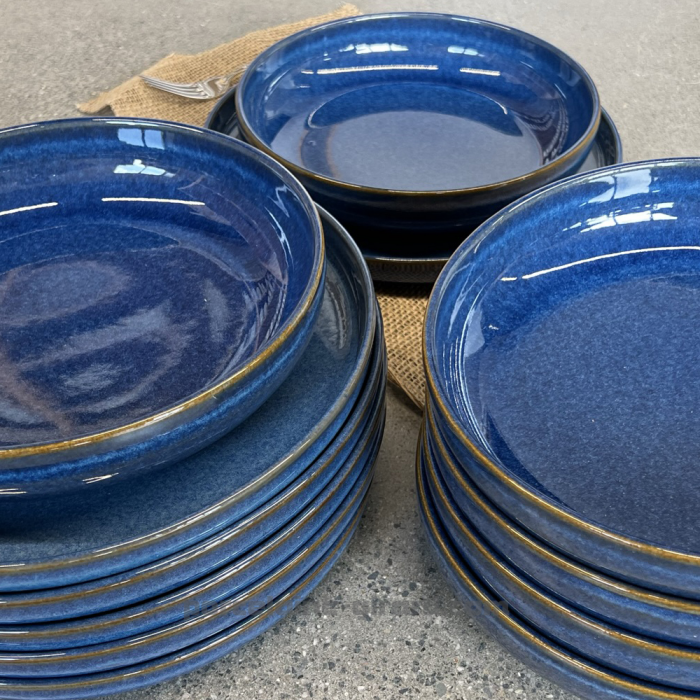 Assiette Plate Azur 26cm De Couleur Cobalt En Gres