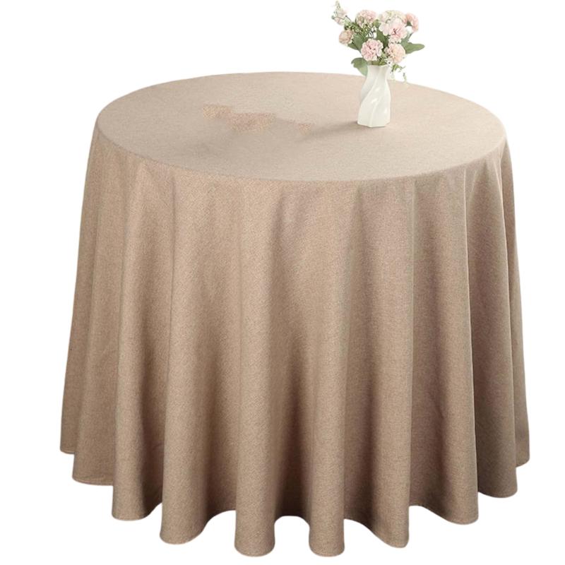 Nappe Ronde Effet Lin Champagne 280 Cm